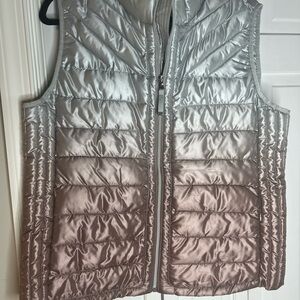 GAP Metallic Silver Quilted Ombre Vest